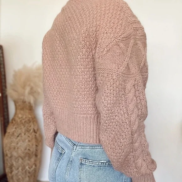 Pink Fuzzy Pom Pom Cardigan - New - Picture 3 of 7